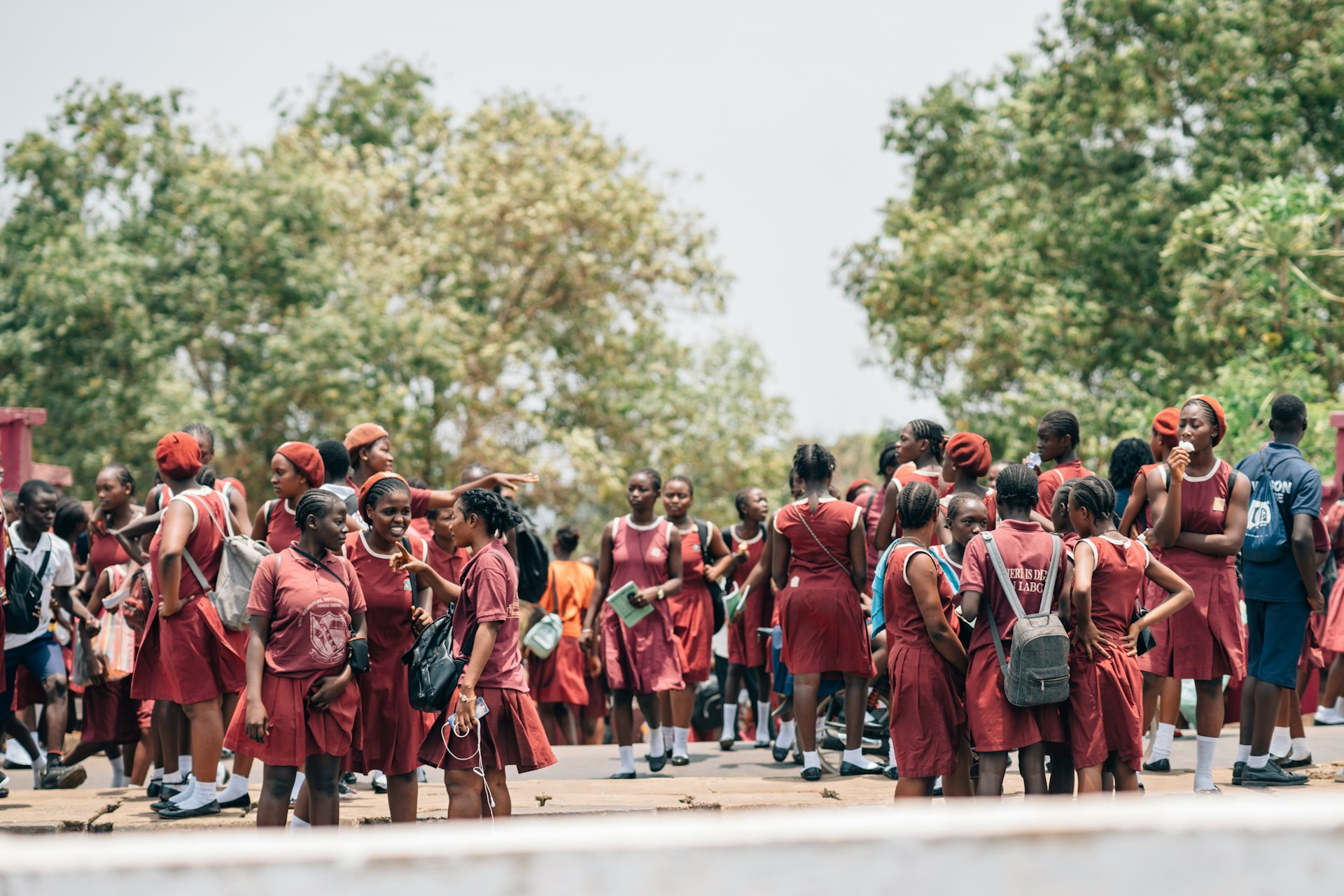 a large group of people standing in a line
